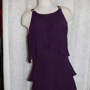 S.L. fashions purple tiered chiffon cocktail dress size 14